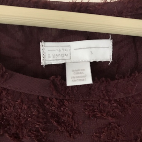 Burgundy Maroon Dark Berry Floral Blouse (Large) - Picture 5 of 9